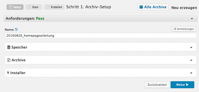 Wordpress umziehen - Archiv Setup