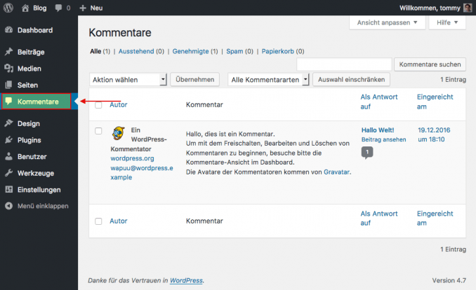 WordPress Kommentare
