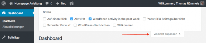 WordPress Dashboard anpassen