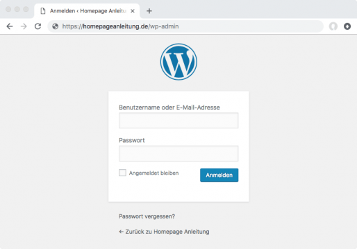 Der WordPress Login Bereich
