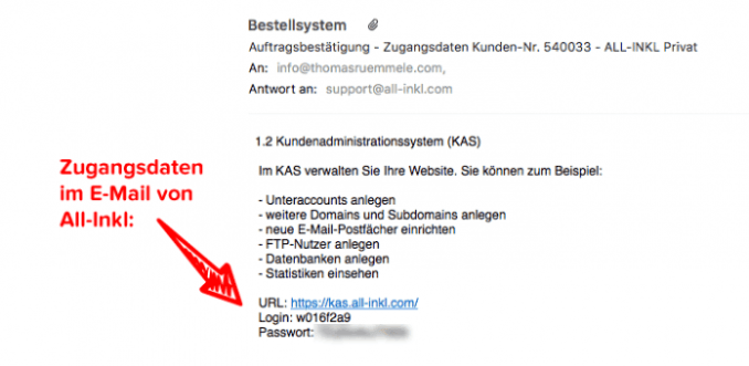 Webhosting Zugangsdaten