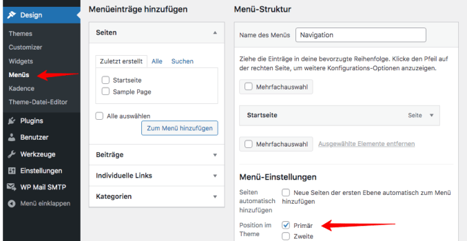 WordPress Menü anpassen