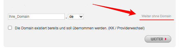 Webhosting ohne Domain bestellen