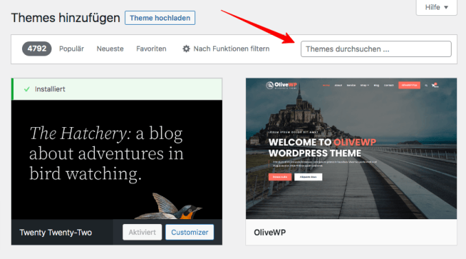 WordPress Themes installieren